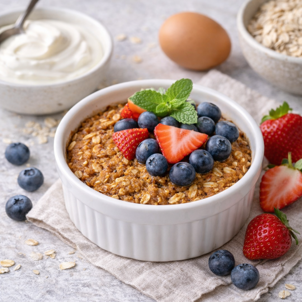 Pečená ovesná kaše s ovocem